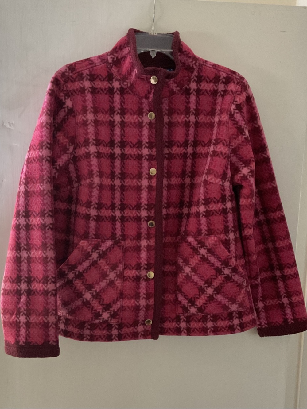 Isaac Mizrahi Pink Plaid Button-Front Jacket